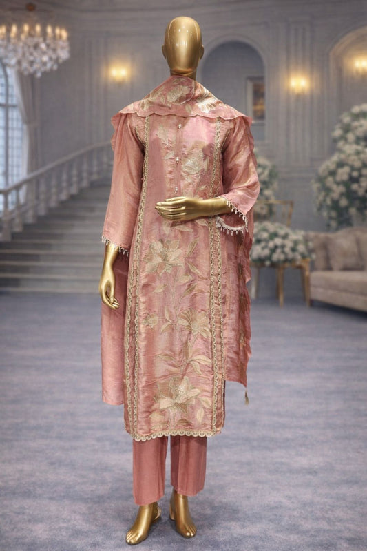 Elegant Moff Tissue Silk Sharara with Rashem & Zari Work