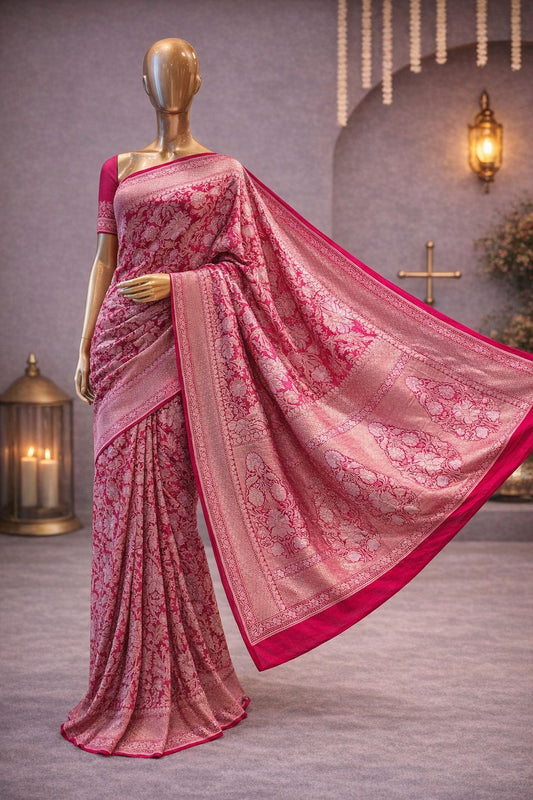 Rani Georgette Banarasi Saree with Hand Weaving Elegant Sarees for Women
