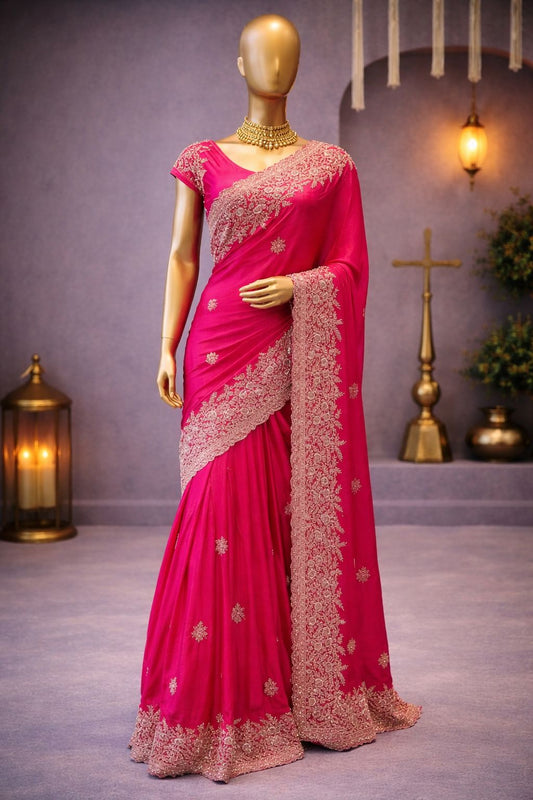 Royal Rani Gajji Silk Saree with Intricate Zardozi Handwork Elegant & Timeless Design