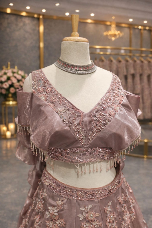 Soft Lavender Pink Designer Lehenga with Elegant Hand Embellishments