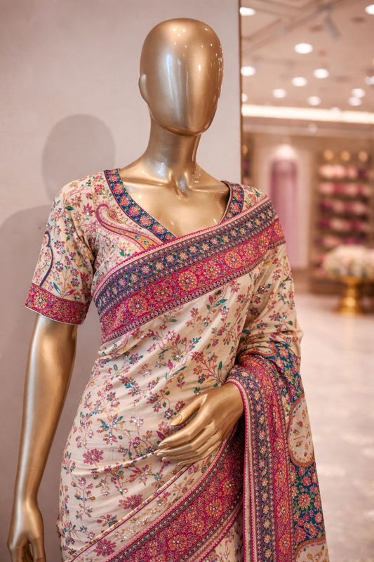Elegant Multicolor Gajji Satin Saree with Ari & Sequence Work Designer Party Wear Saree for Women